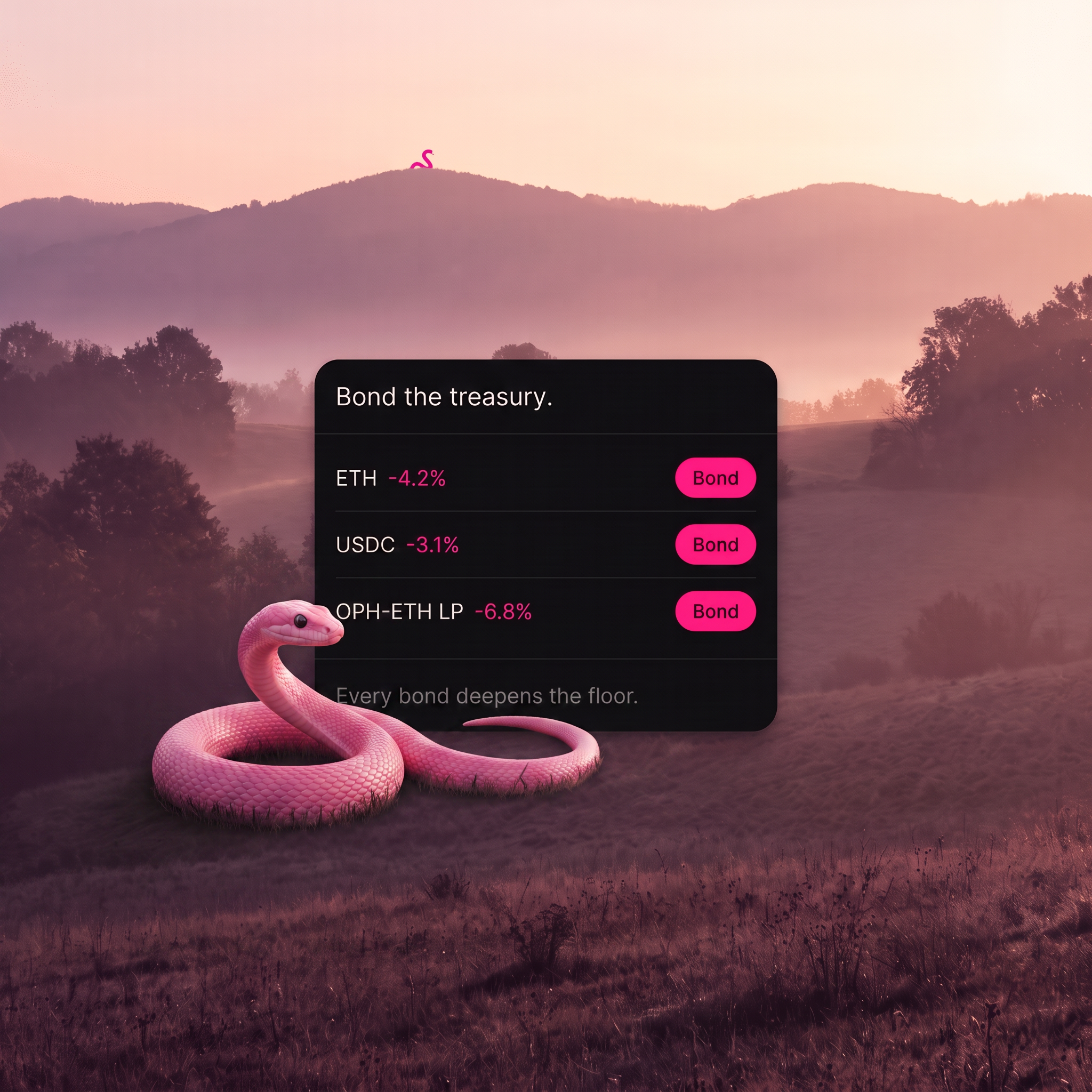 Bond the treasury panel over the pink meadow